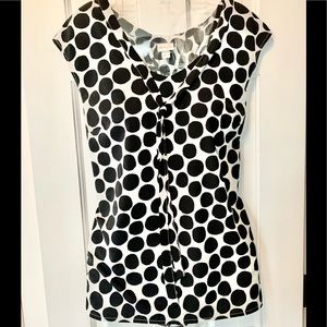 Black white polkladot sleeveless blouse Merona